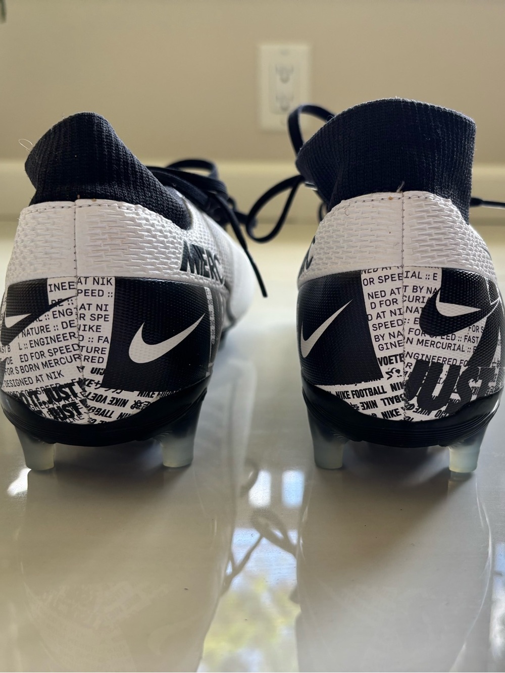 White/Black Nike Mercurial Superfly soccer cleats